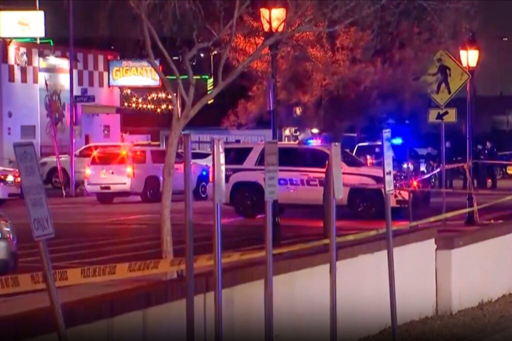 Police and ambulance lights in a suburban Arizona neighborhood at night, symbolizing overdose emergencies