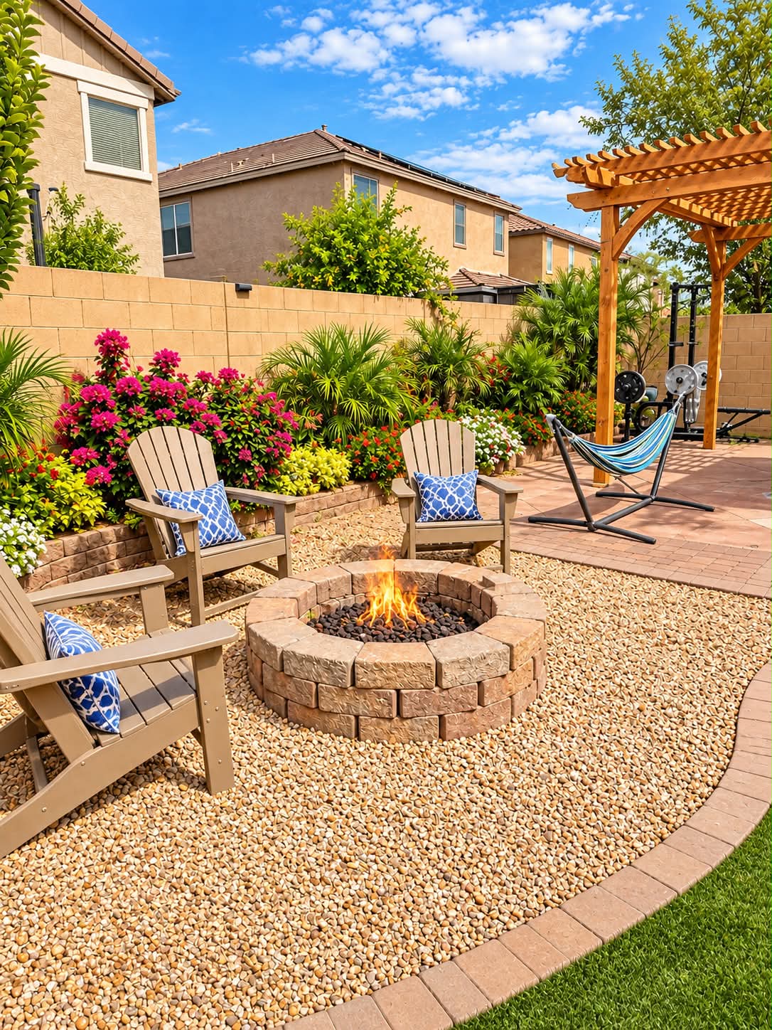 Outdoor recovery space and fire pit at Excellence Recovery in Buckeye Arizona