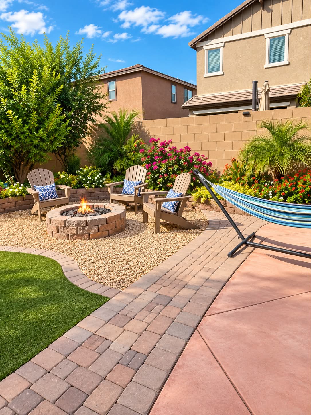Backyard seating, pergola and recreation area at Excellence Recovery